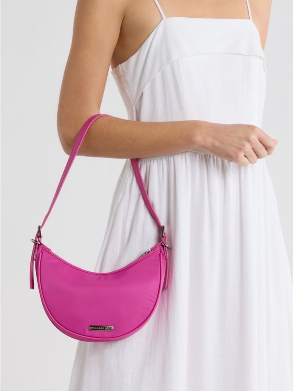 Magenta Madden Girl Fuchsia Crescent Shoulder Bag